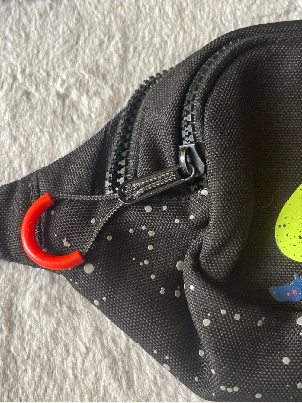 Nike Black Waist Pack with Neon Multicolor Logo